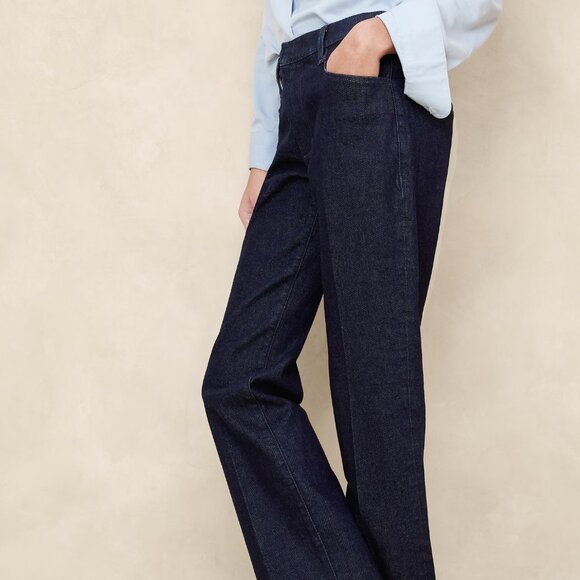 Banana Republic Mid-Rise Trouser Jean size 31 Dark Wash - Picture 2 of 6